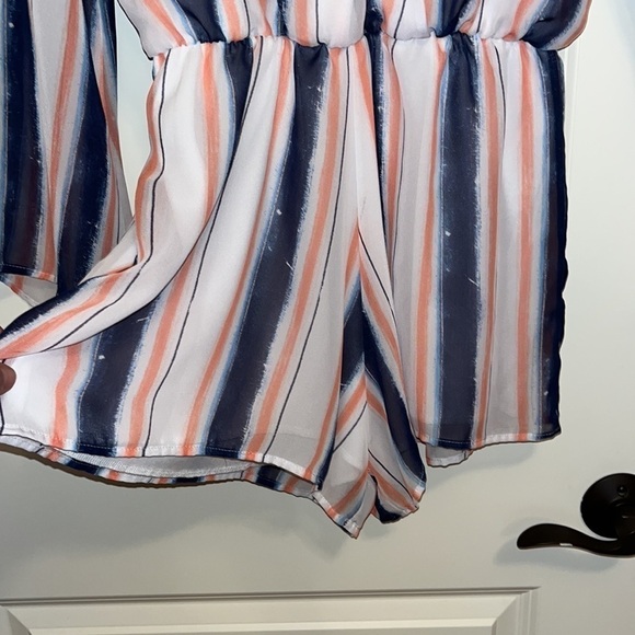LEITH Red White and Blue Striped Romper Women’s size Small - Picture 3 of 8